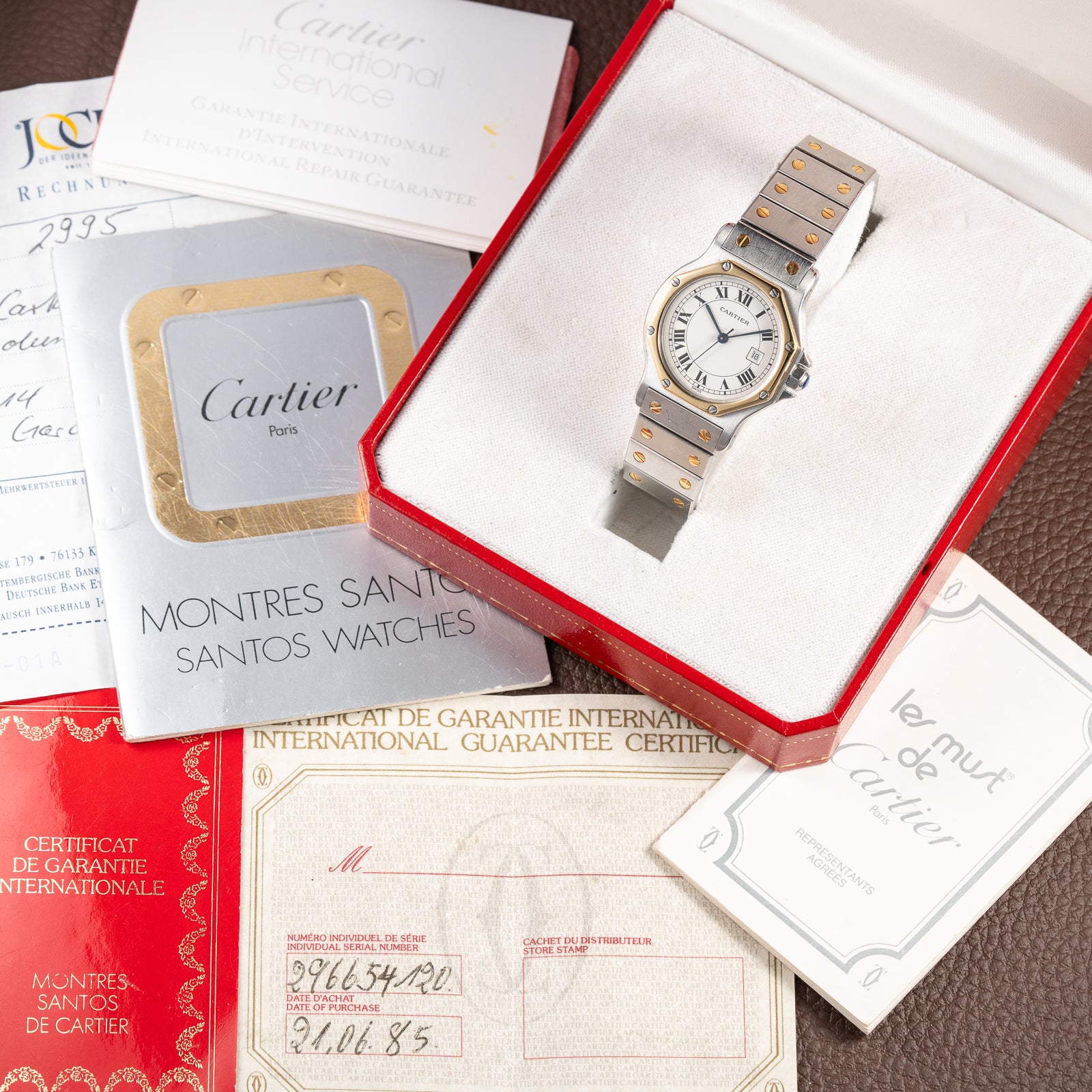 Cartier Santos Octagon GM Automatic Gold/Steel Full Set Ref. 2966 from 1985