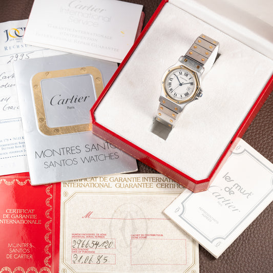 Cartier Santos Octagon GM Automatic Gold/Steel Full Set Ref. 2966 from 1985