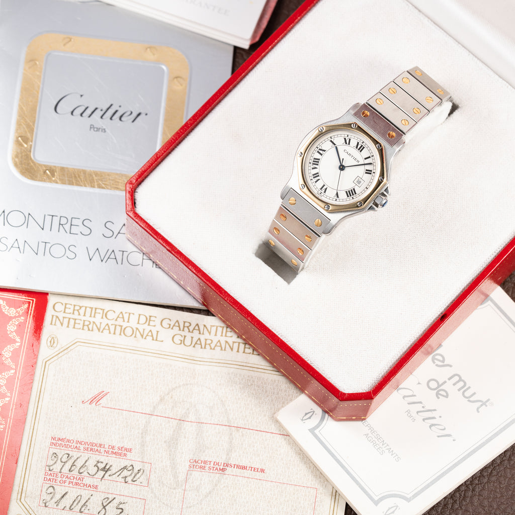 Cartier Santos Octagon GM Automatic Gold/Steel Full Set Ref. 2966 from 1985
