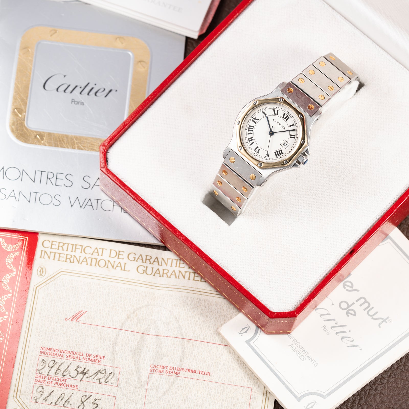 Cartier Santos Octagon GM Automatic Gold/Steel Full Set Ref. 2966 from 1985