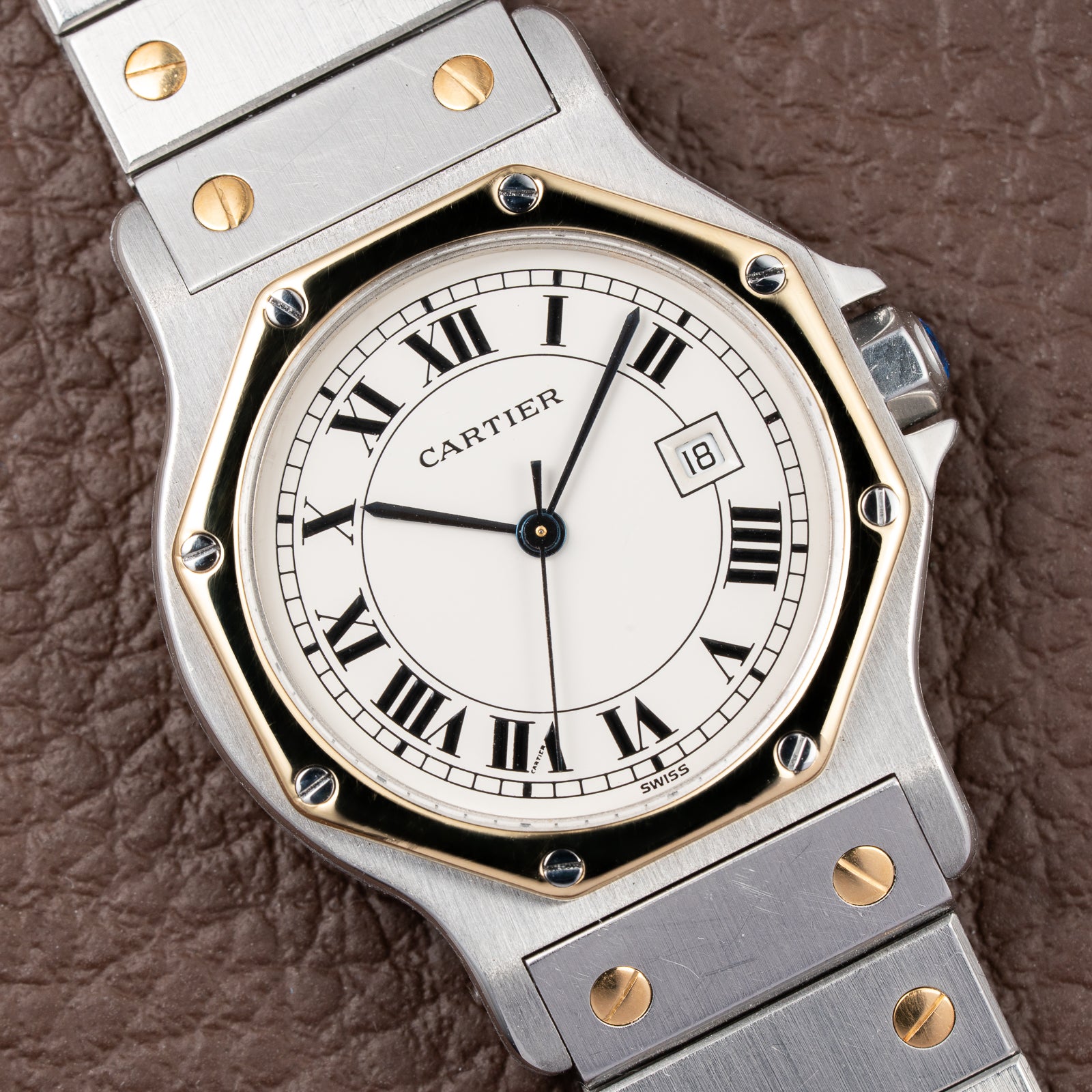 Cartier Santos Octagon GM Automatic Gold/Steel Full Set Ref. 2966 from 1985