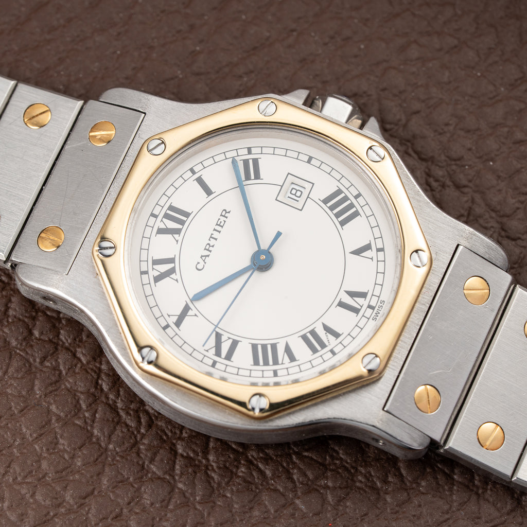 Cartier Santos Octagon GM Automatic Gold/Steel Full Set Ref. 2966 from 1985