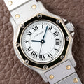 Cartier Santos Octagonal Gold Steel Automatic PM Ref 0907 from 1980s