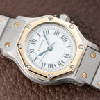 Cartier Santos Octagonal Gold Steel Automatic PM Ref 0907 from 1980s