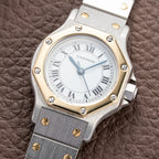 Cartier Santos Octagonal Gold Steel Automatic PM Ref 0907 from 1980s