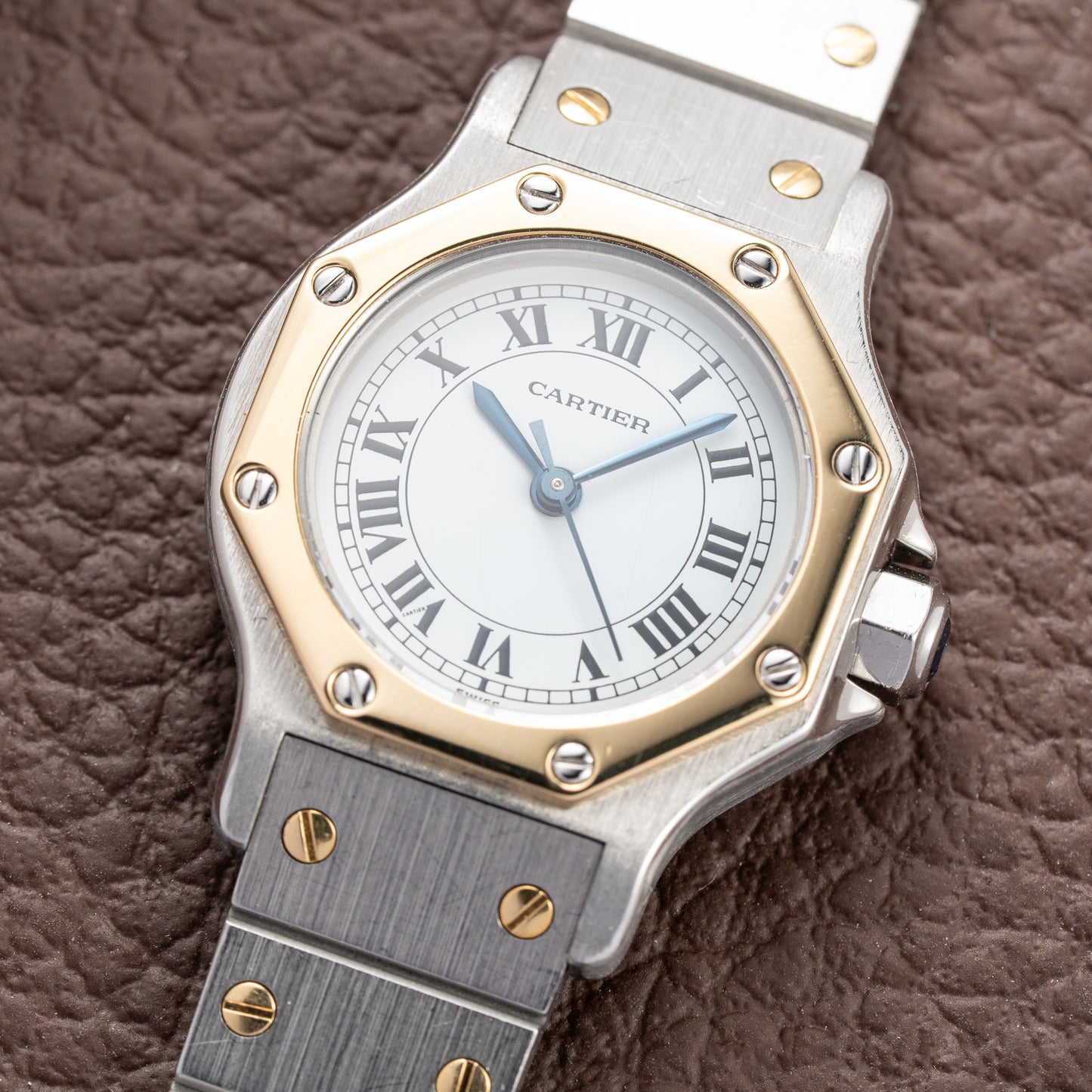 Cartier Santos Octagonal Gold Steel Automatic PM Ref 0907 from 1980s