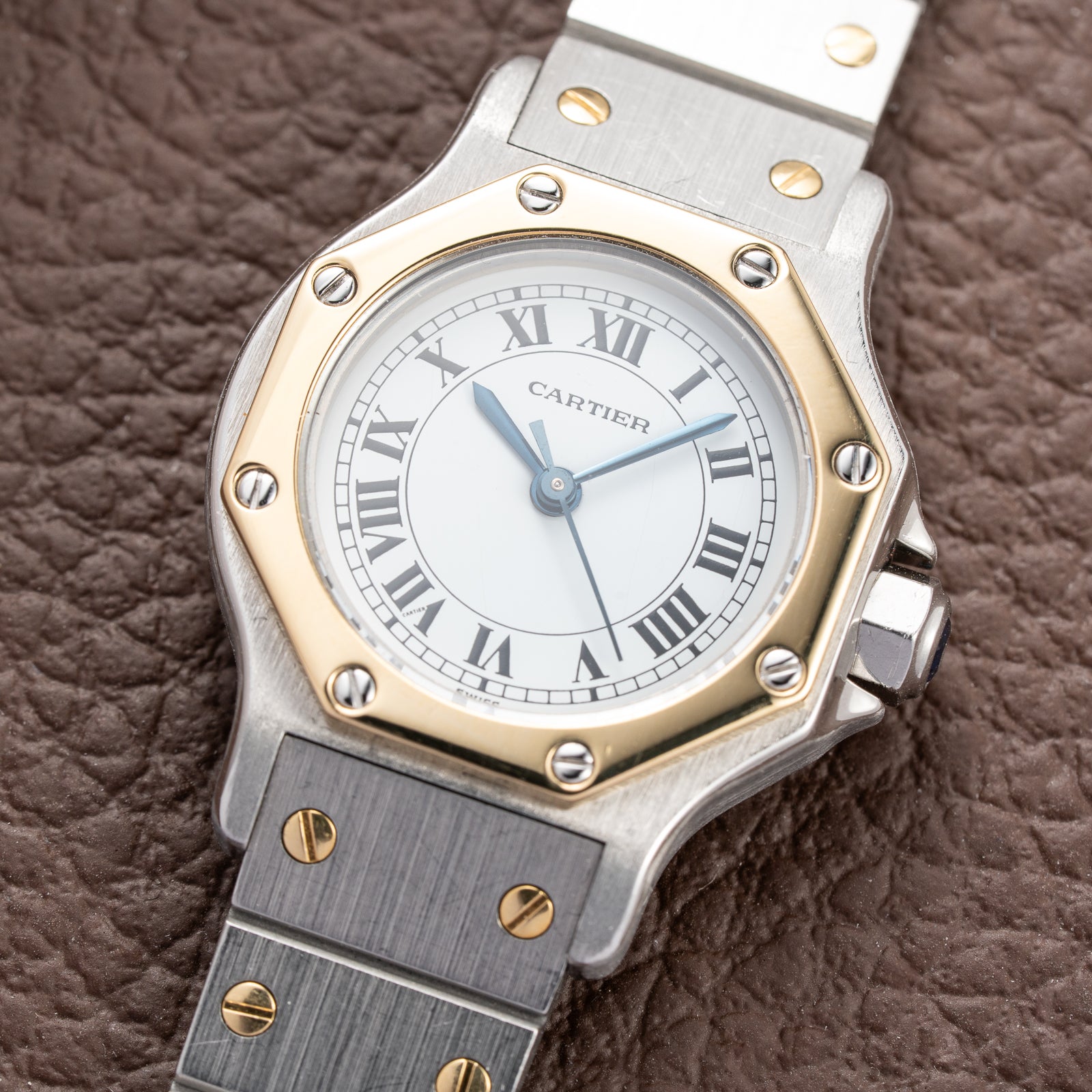 Cartier Santos Octagonal Gold Steel Automatic PM Ref 0907 from 1980s