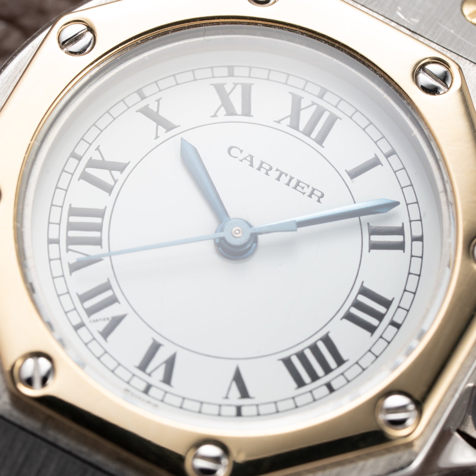 Cartier Santos Octagonal Gold Steel Automatic PM Ref 0907 from 1980s