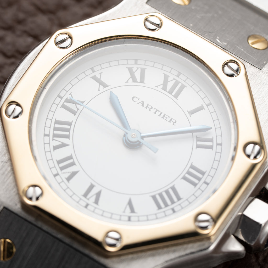 Cartier Santos Octagonal Gold Steel Automatic PM Ref 0907 from 1980s