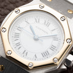 Cartier Santos Octagonal Gold Steel Automatic PM Ref 0907 from 1980s