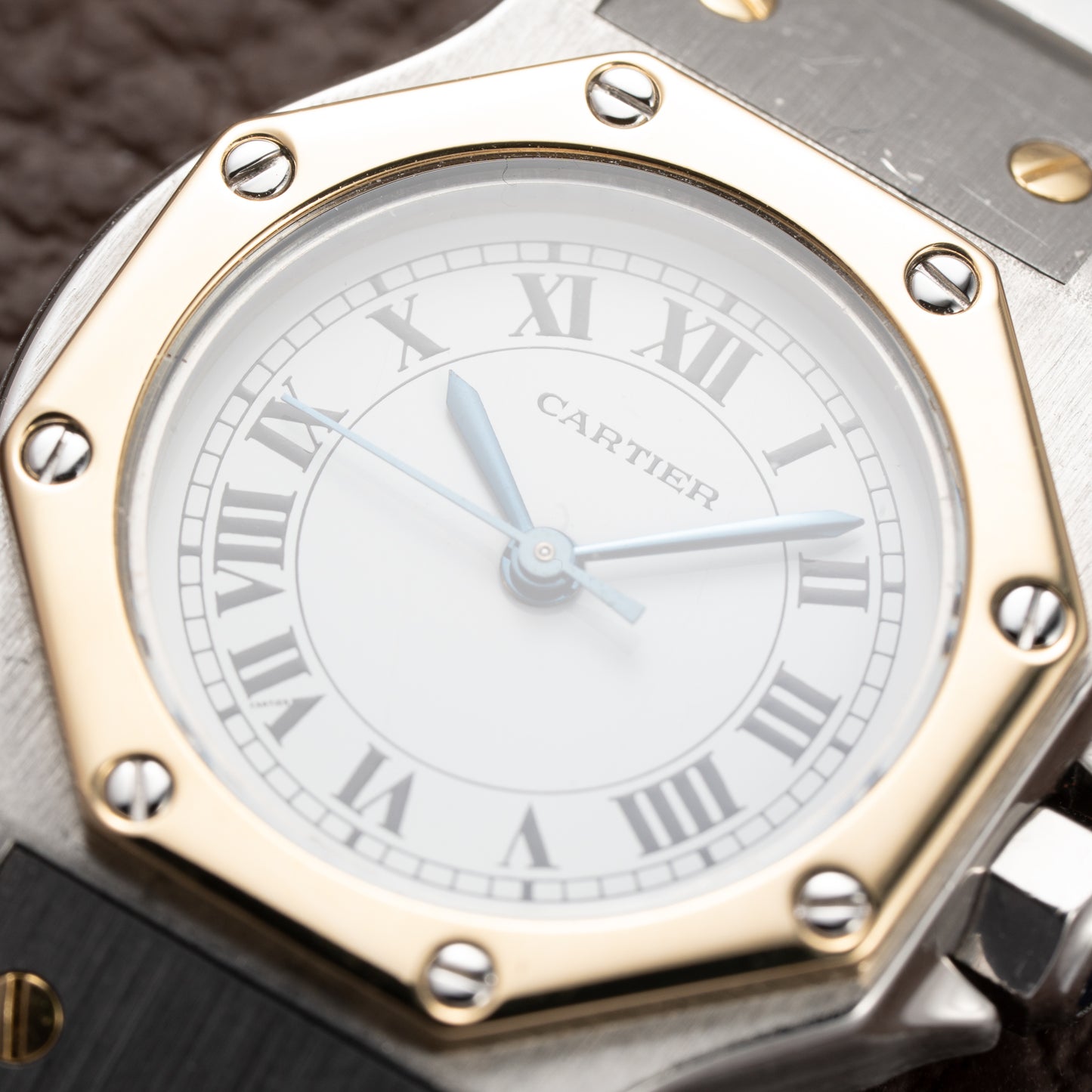 Cartier Santos Octagonal Gold Steel Automatic PM Ref 0907 from 1980s