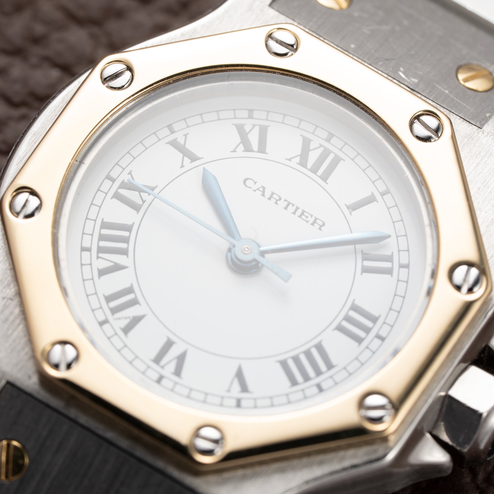 Cartier Santos Octagonal Gold Steel Automatic PM Ref 0907 from 1980s