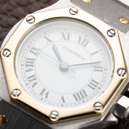 Cartier Santos Octagonal Gold Steel Automatic PM Ref 0907 from 1980s