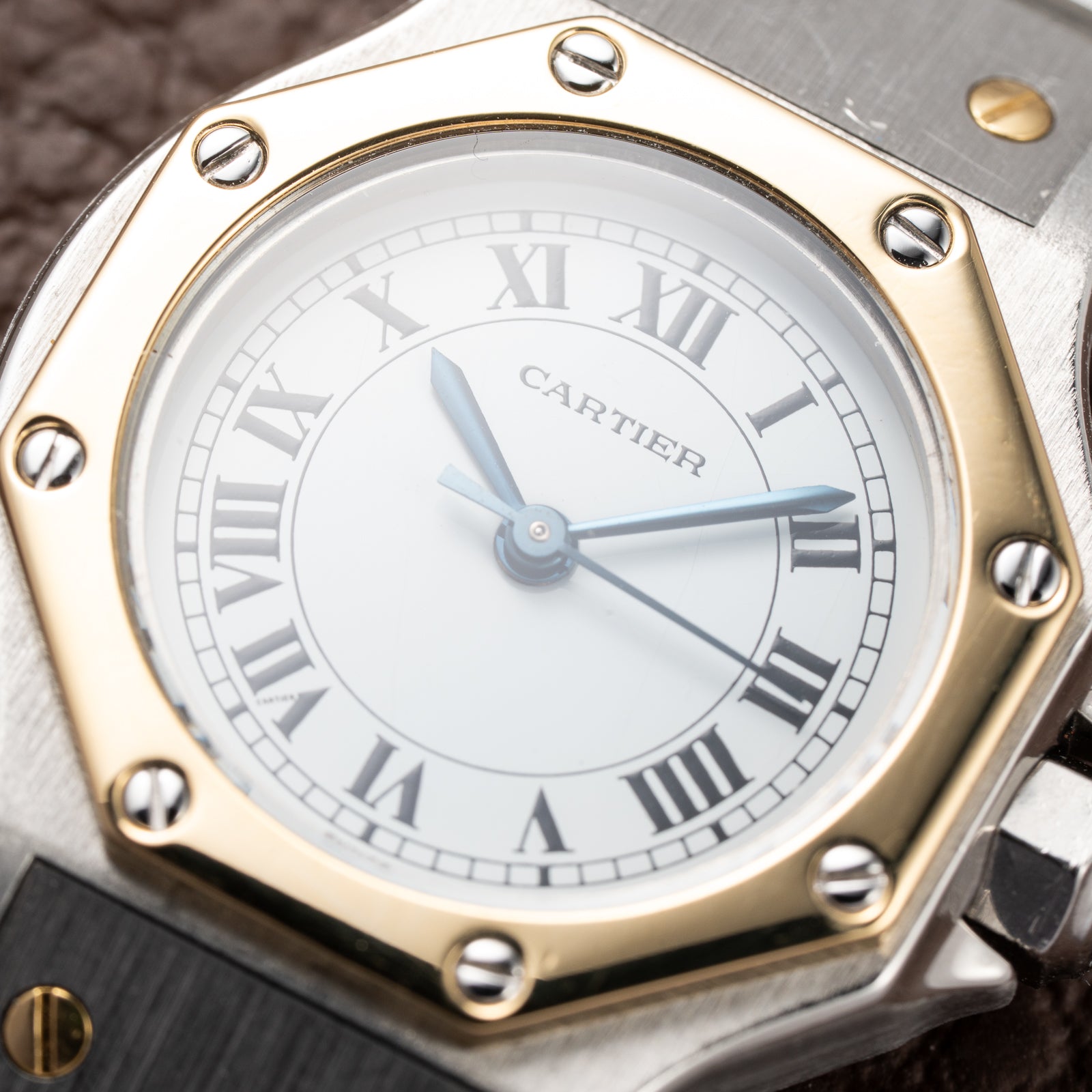 Cartier Santos Octagonal Gold Steel Automatic PM Ref 0907 from 1980s