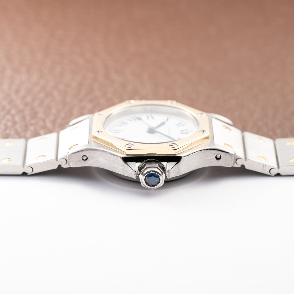 Cartier Santos Octagonal Gold Steel Automatic PM Ref 0907 from 1980s