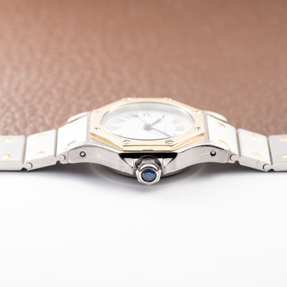 Cartier Santos Octagonal Gold Steel Automatic PM Ref 0907 from 1980s
