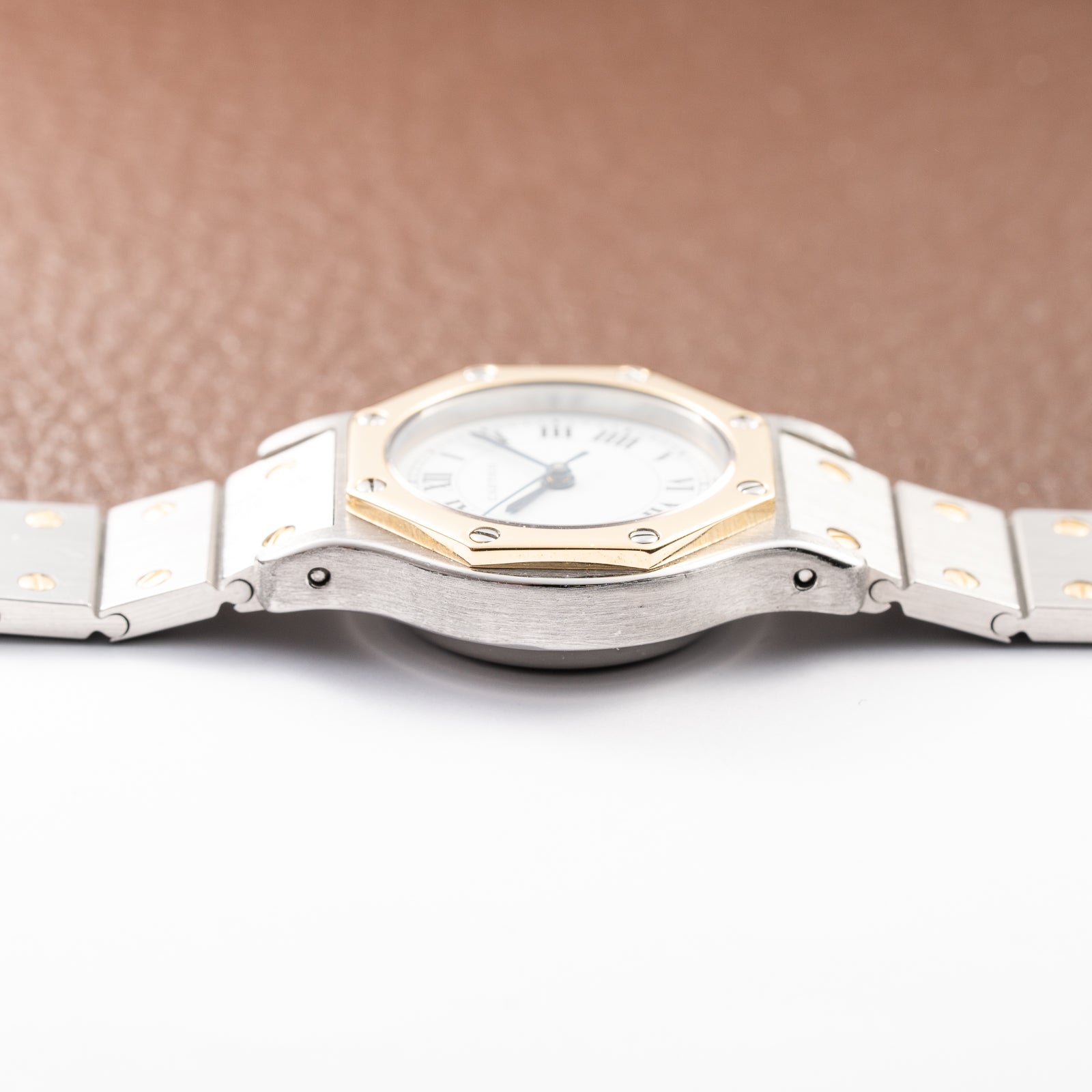 Cartier Santos Octagonal Gold Steel Automatic PM Ref 0907 from 1980s