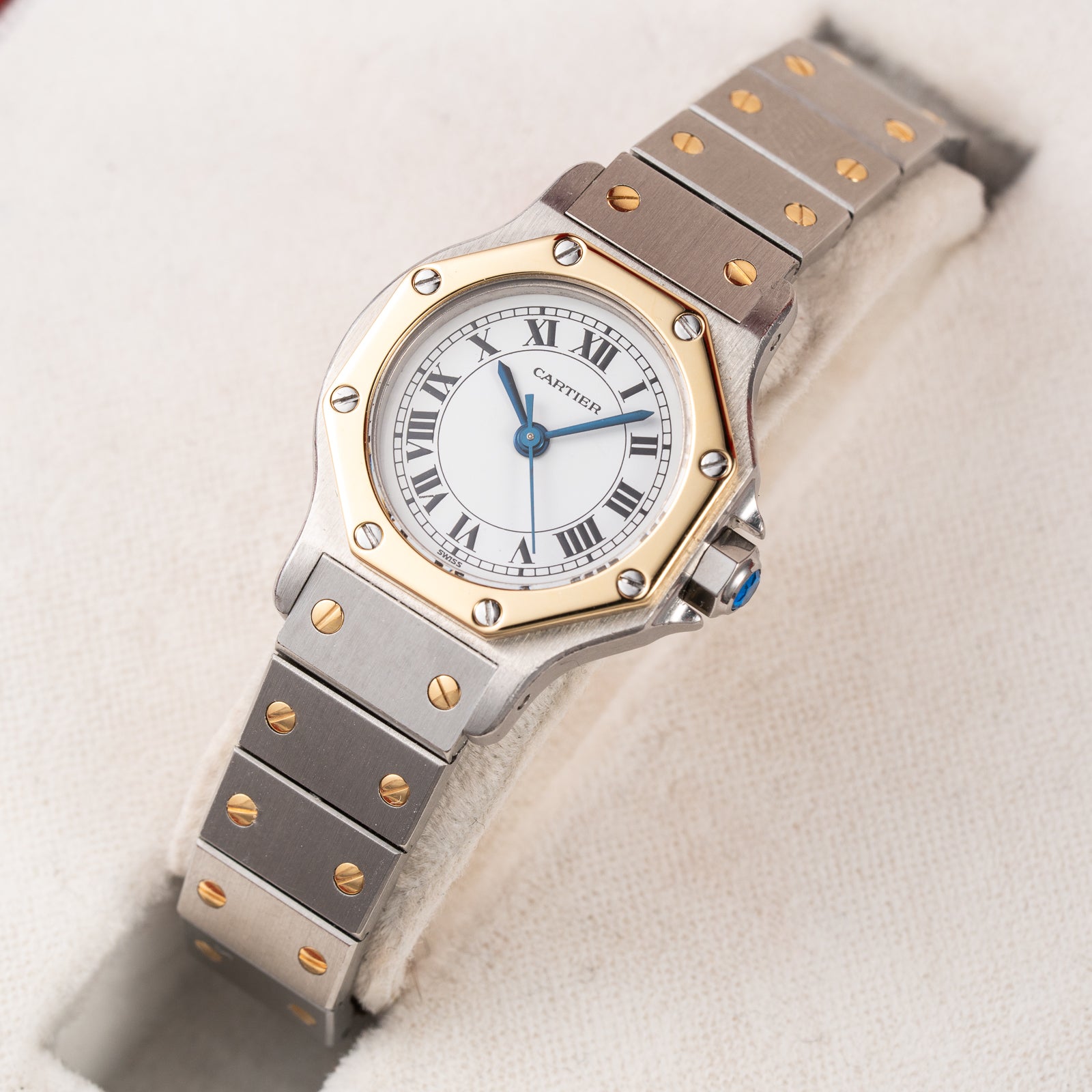 Cartier Santos Octagon Gold Steel Automatic Full Set Box Papers PM Ref 0907 from 1980