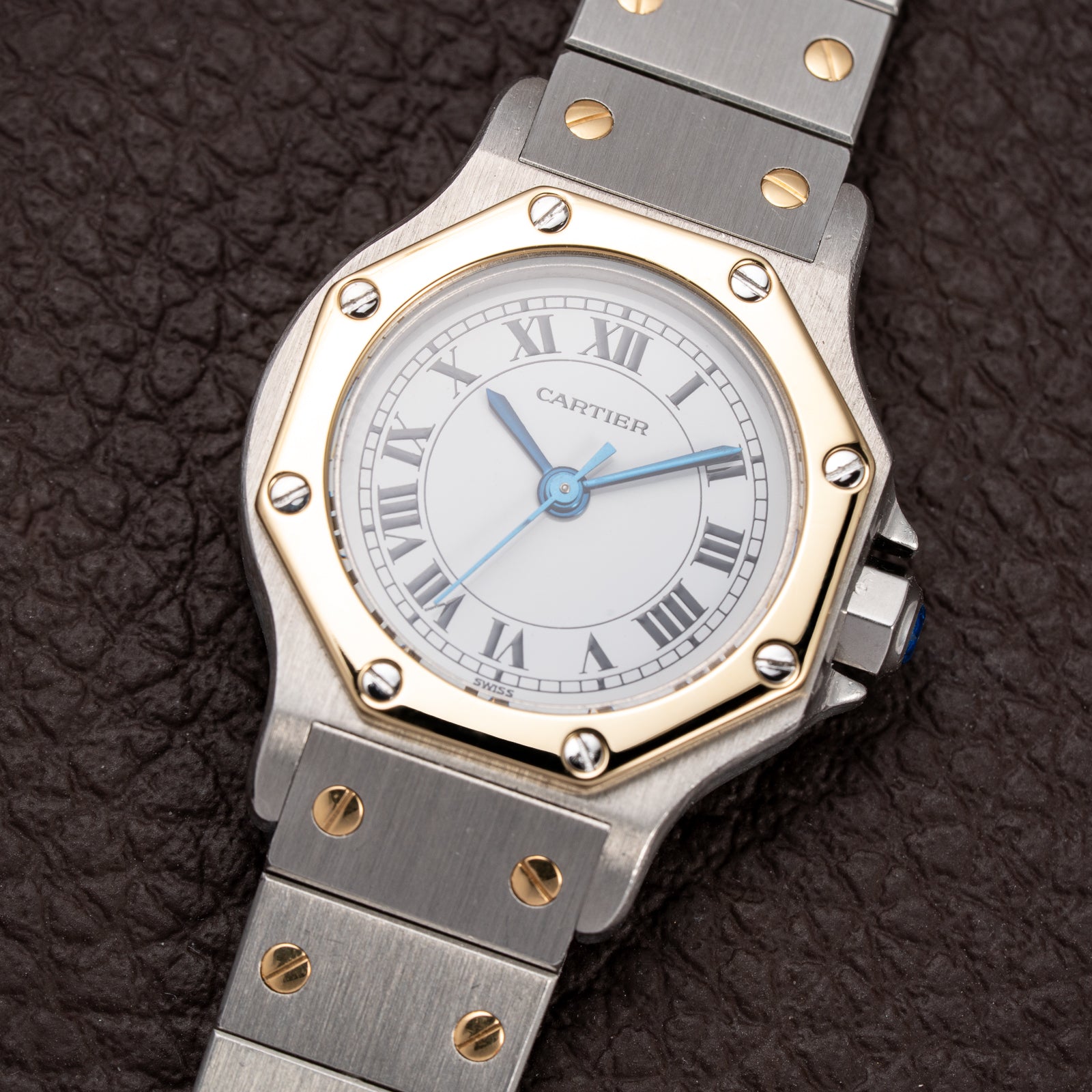 Cartier Santos Octagon Gold Steel Automatic Full Set Box Papers PM Ref 0907 from 1980