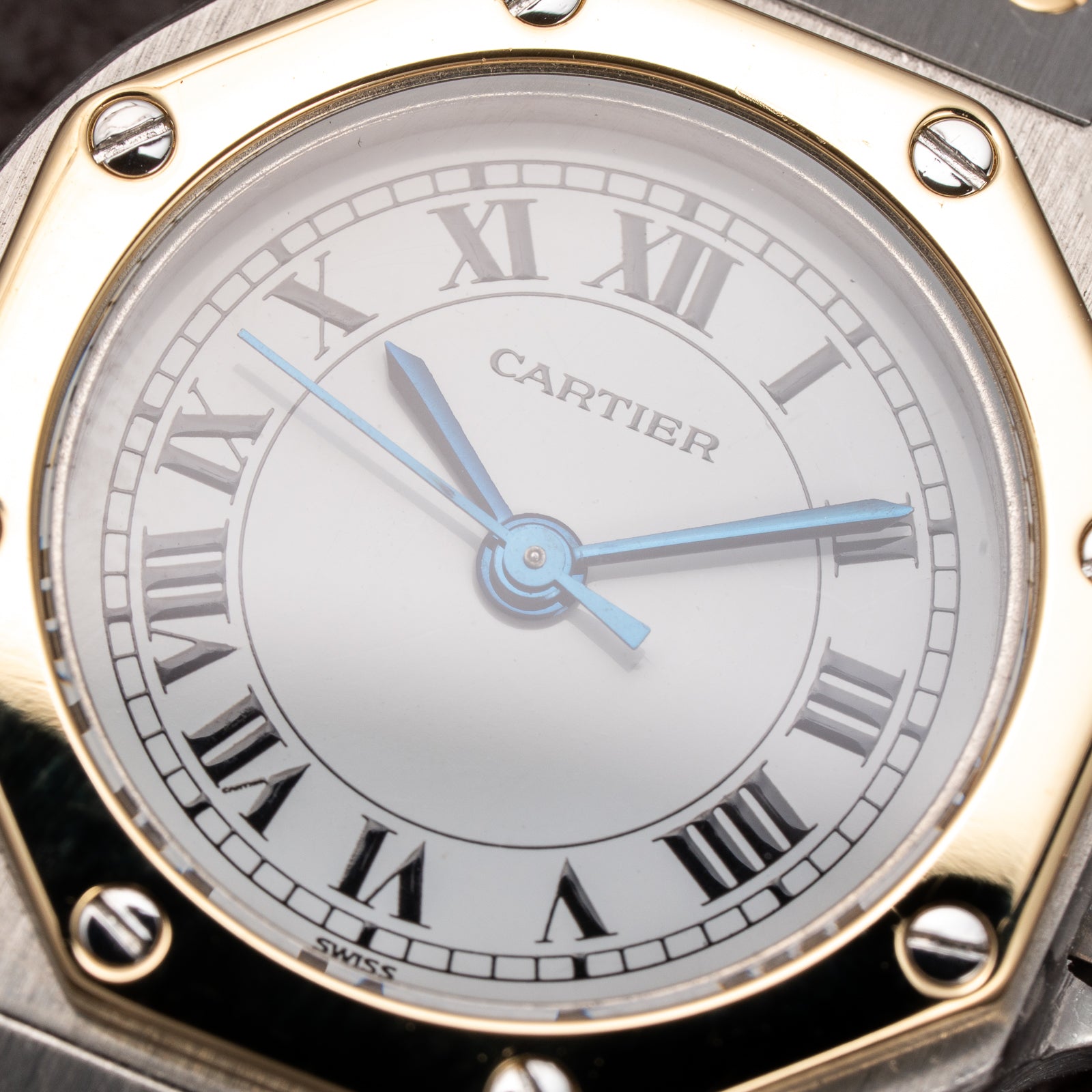 Cartier Santos Octagon Gold Steel Automatic Full Set Box Papers PM Ref 0907 from 1980