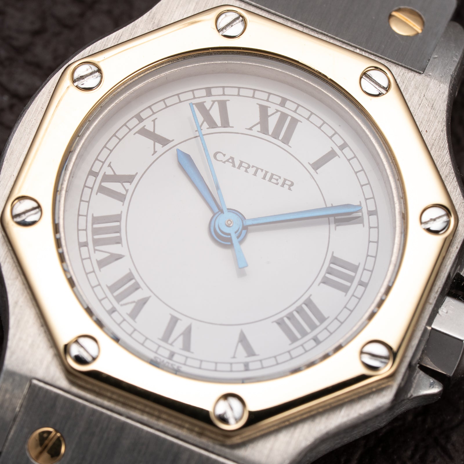 Cartier Santos Octagon Gold Steel Automatic Full Set Box Papers PM Ref 0907 from 1980