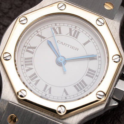 Cartier Santos Octagon Gold Steel Automatic Full Set Box Papers PM Ref 0907 from 1980