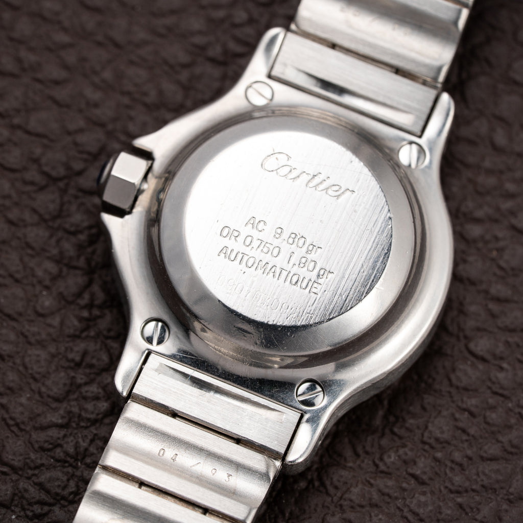 Cartier Santos Octagon Gold Steel Automatic Full Set Box Papers PM Ref 0907 from 1980