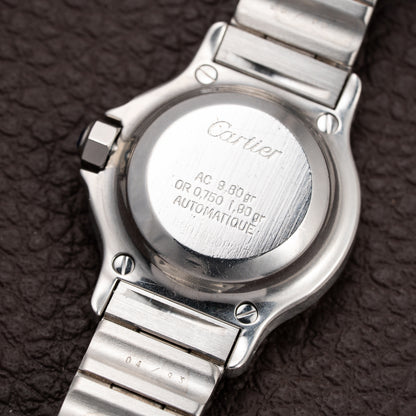 Cartier Santos Octagon Gold Steel Automatic Full Set Box Papers PM Ref 0907 from 1980