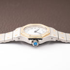 Cartier Santos Octagon Gold Steel Automatic Full Set Box Papers PM Ref 0907 from 1980