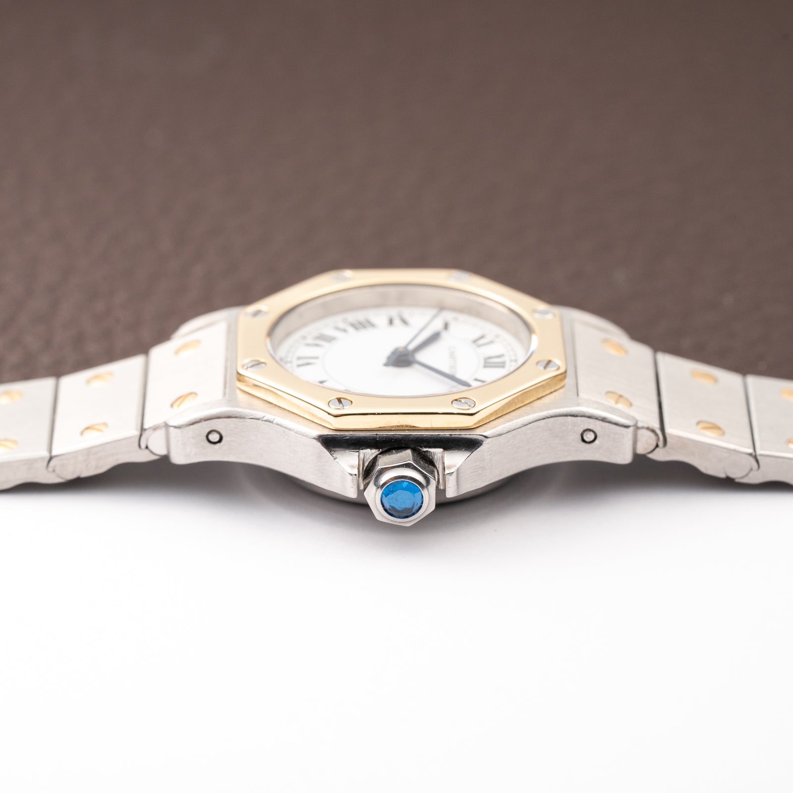 Cartier Santos Octagon Gold Steel Automatic Full Set Box Papers PM Ref 0907 from 1980