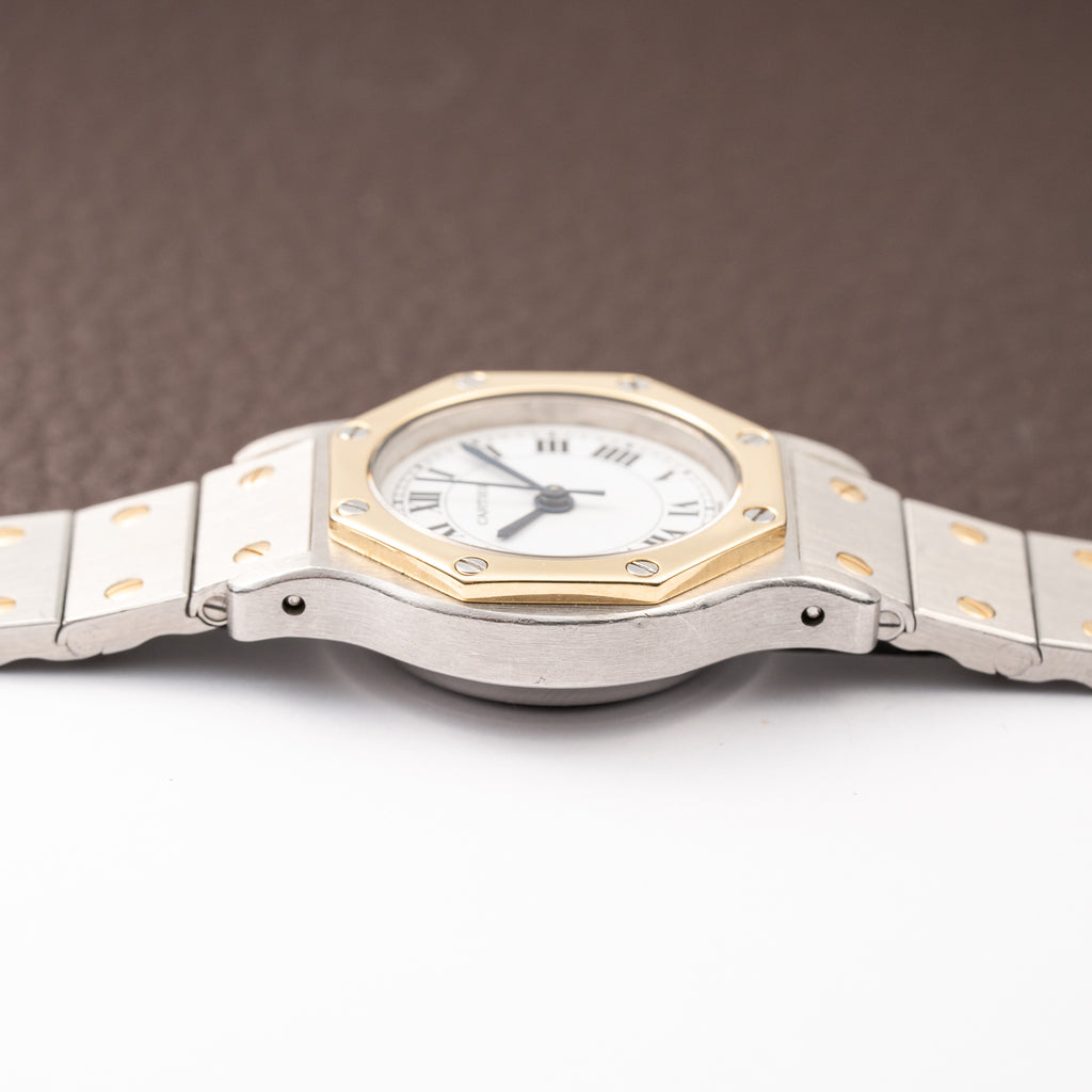 Cartier Santos Octagon Gold Steel Automatic Full Set Box Papers PM Ref 0907 from 1980