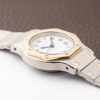 Cartier Santos Octagon Gold Steel Automatic Full Set Box Papers PM Ref 0907 from 1980