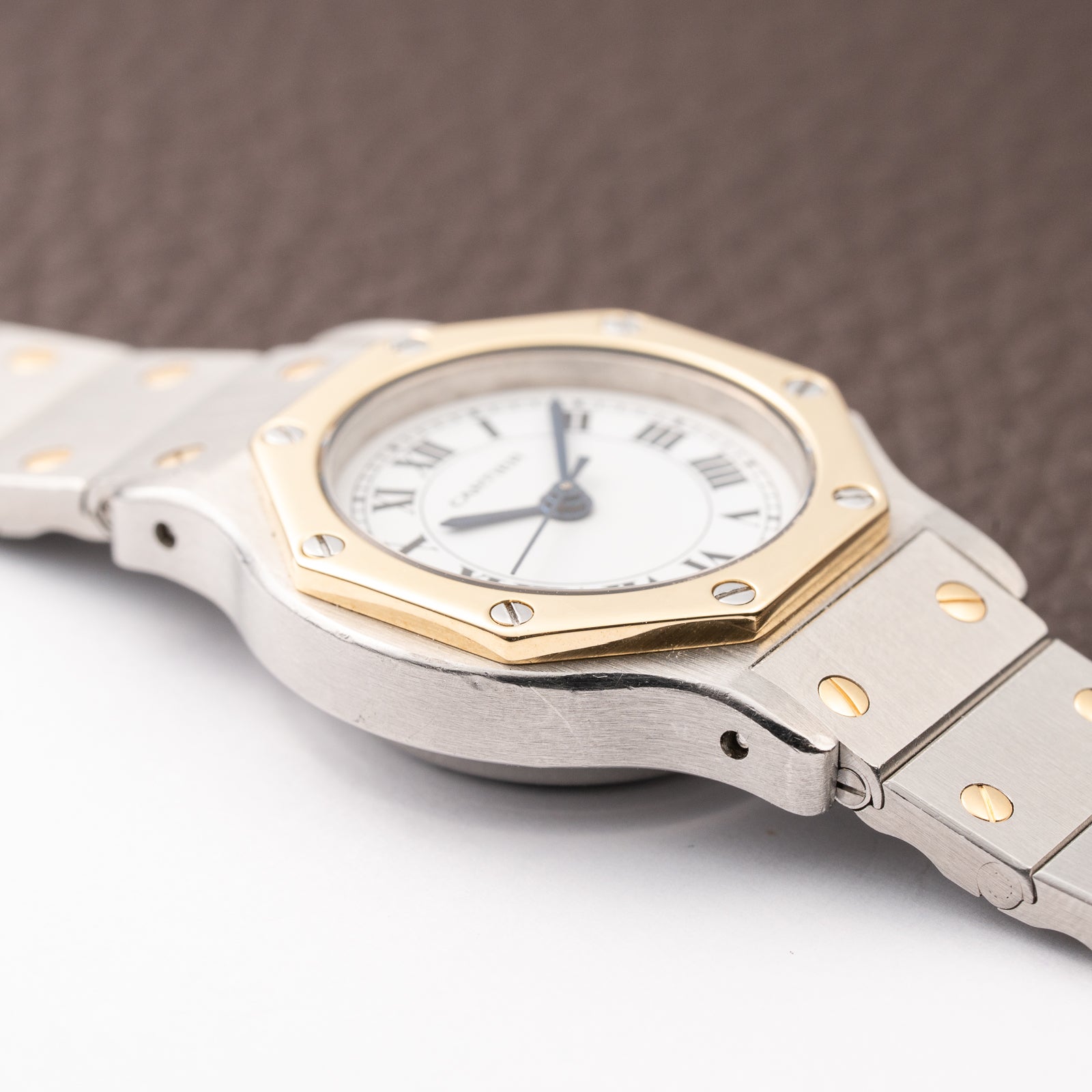 Cartier Santos Octagon Gold Steel Automatic Full Set Box Papers PM Ref 0907 from 1980