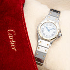 Cartier Santos Octagonal Gold Steel Automatic PM Cartier Service 2026 with 2 Year Warranty Ref 0907 from 1980s