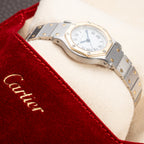 Cartier Santos Octagonal Gold Steel Automatic PM Cartier Service 2026 with 2 Year Warranty Ref 0907 from 1980s