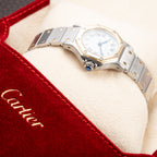 Cartier Santos Octagonal Gold Steel Automatic PM Cartier Service 2026 with 2 Year Warranty Ref 0907 from 1980s