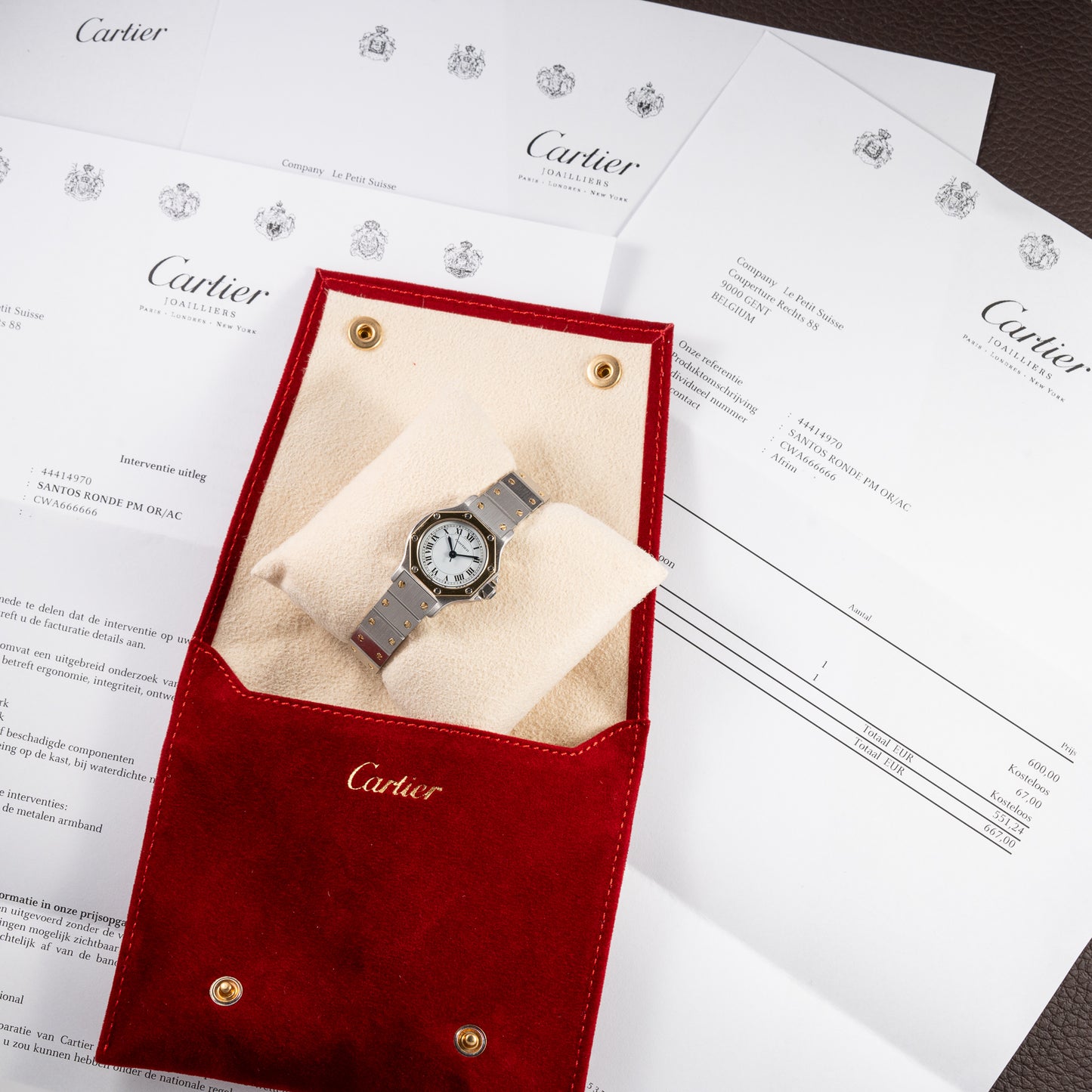 Cartier Santos Octagonal Gold Steel Automatic PM Cartier Service 2026 with 2 Year Warranty Ref 0907 from 1980s