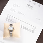 Cartier Santos Octagonal Gold Steel Automatic PM Cartier Service 2026 with 2 Year Warranty Ref 0907 from 1980s