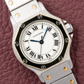 Cartier Santos Octagonal Gold Steel Automatic PM Ref 0907 from 1980s