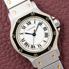 Cartier Santos Octagonal Gold Steel Automatic PM Ref 0907 from 1980s