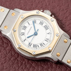 Cartier Santos Octagonal Gold Steel Automatic PM Ref 0907 from 1980s