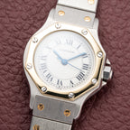 Cartier Santos Octagonal Gold Steel Automatic PM Ref 0907 from 1980s