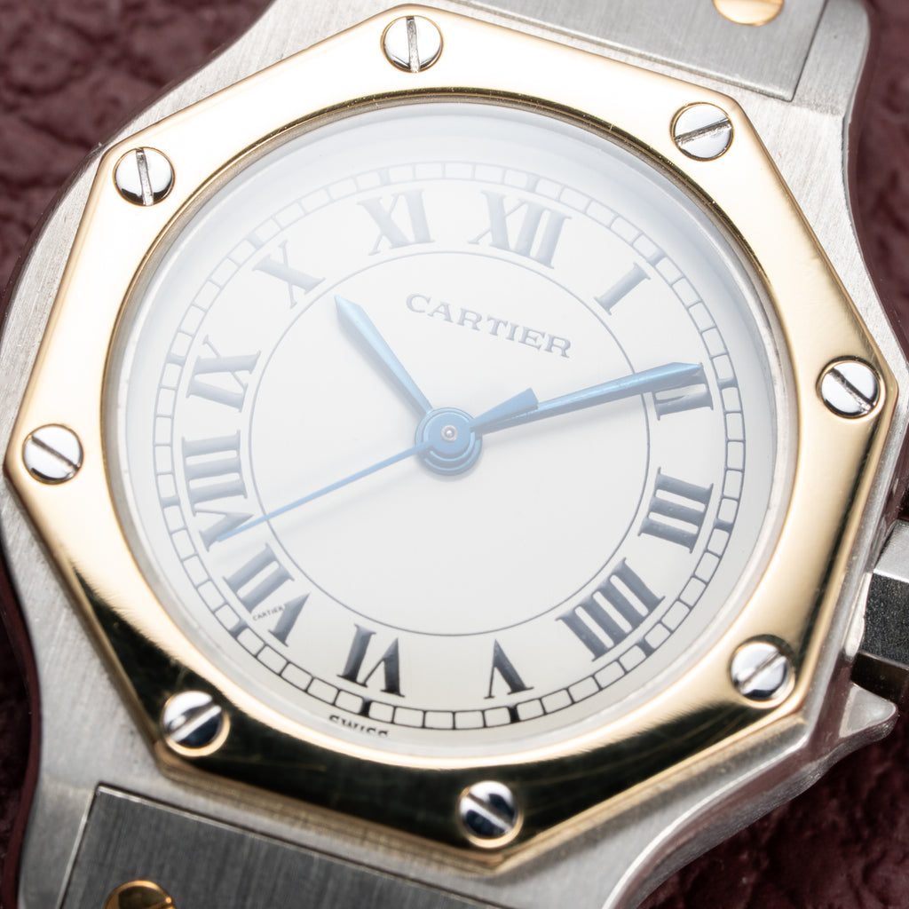 Cartier Santos Octagonal Gold Steel Automatic PM Ref 0907 from 1980s