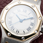 Cartier Santos Octagonal Gold Steel Automatic PM Ref 0907 from 1980s