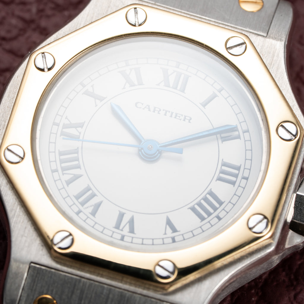 Cartier Santos Octagonal Gold Steel Automatic PM Ref 0907 from 1980s