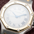 Cartier Santos Octagonal Gold Steel Automatic PM Ref 0907 from 1980s