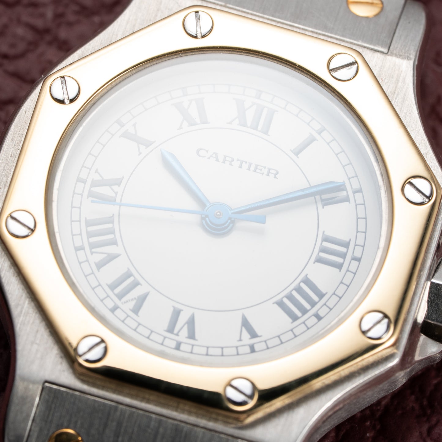 Cartier Santos Octagonal Gold Steel Automatic PM Ref 0907 from 1980s