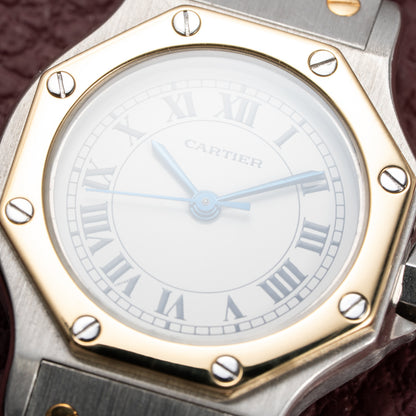 Cartier Santos Octagonal Gold Steel Automatic PM Ref 0907 from 1980s