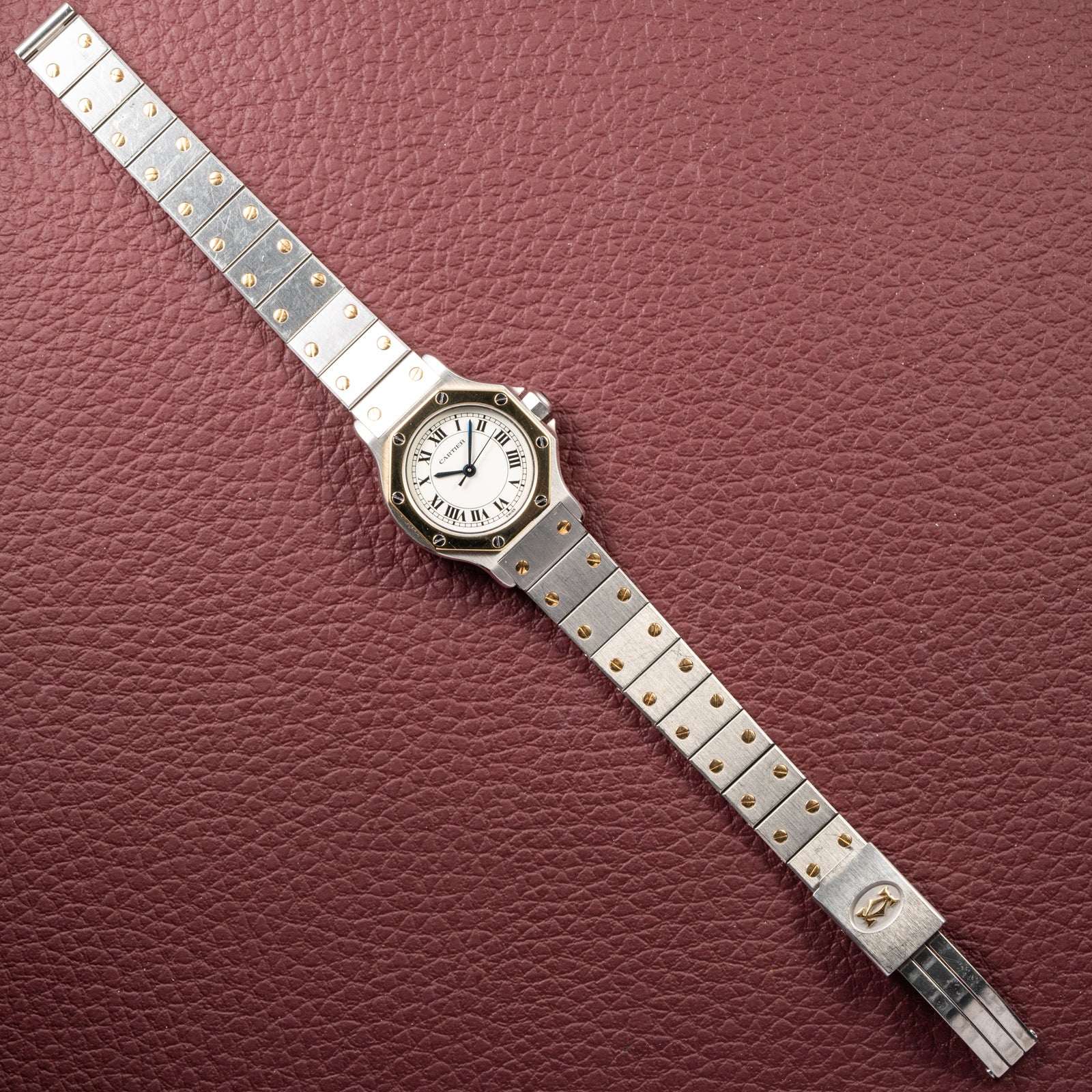 Cartier Santos Octagonal Gold Steel Automatic PM Ref 0907 from 1980s