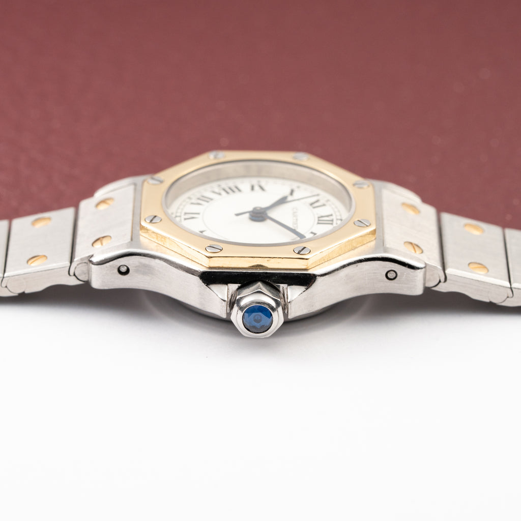 Cartier Santos Octagonal Gold Steel Automatic PM Ref 0907 from 1980s